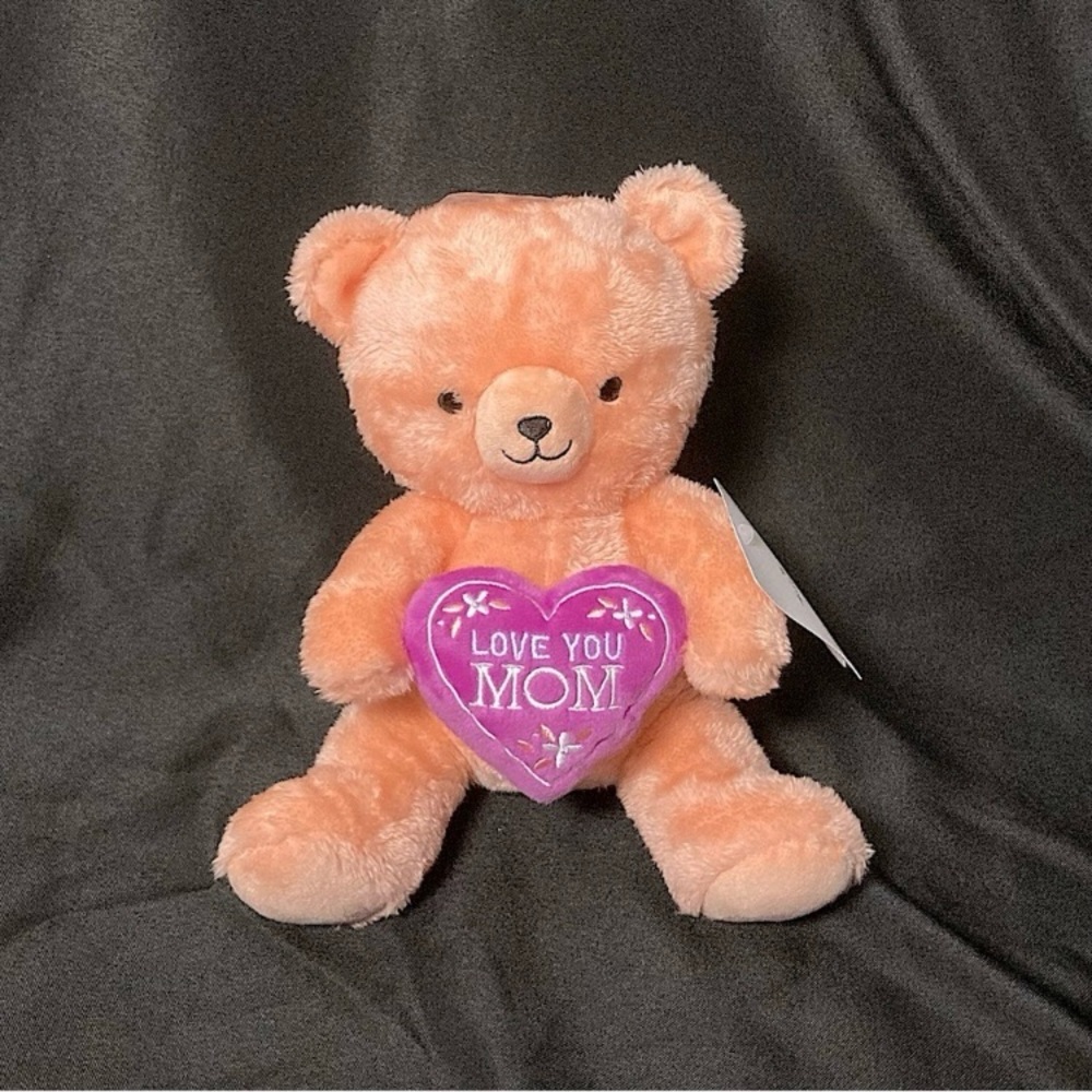 ⭐️ Hallmark Love You Mom Teddy Bear Coral And Pink